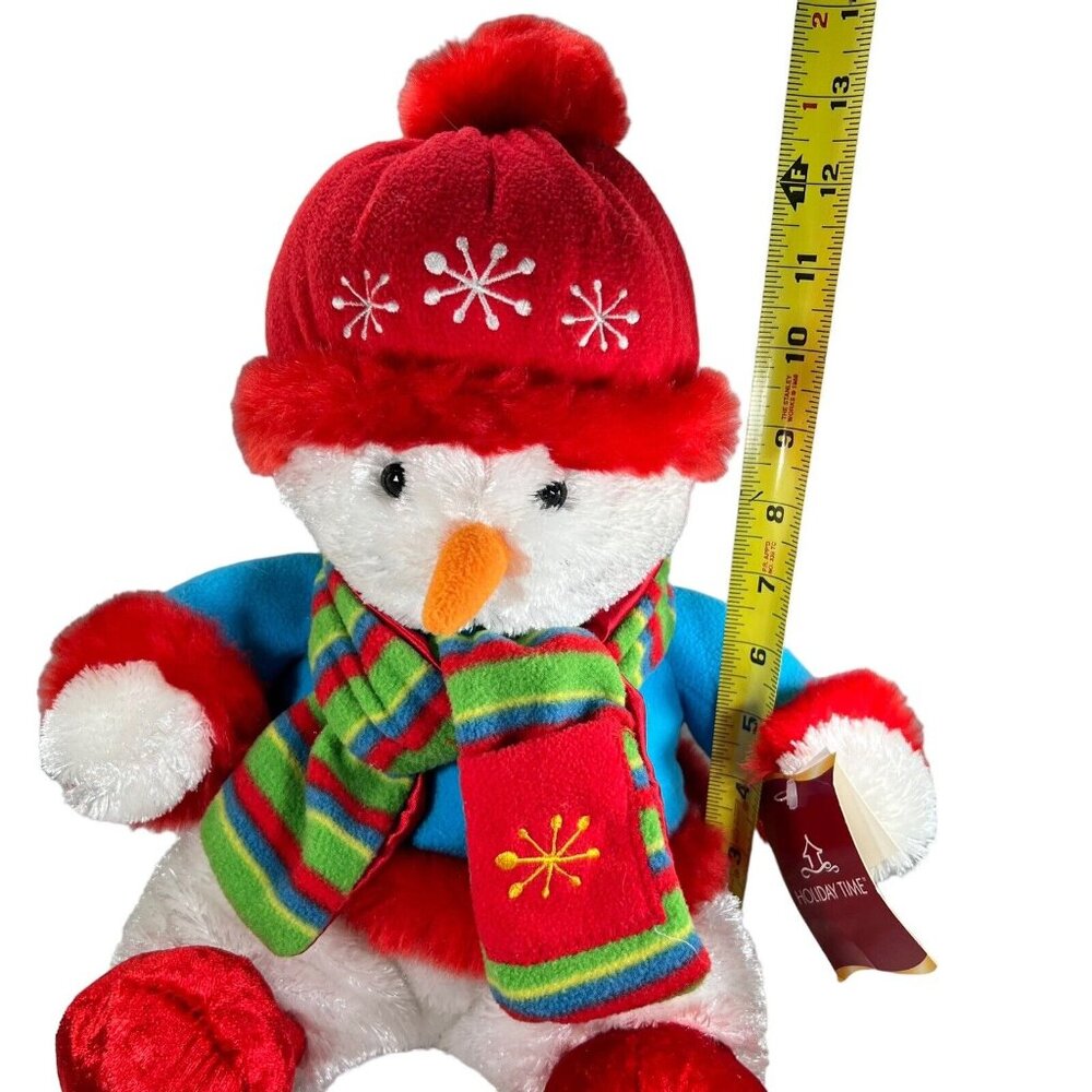 Plush Snowman Dan Dee Collectors Choice Scarf Sweater 14" Hat Snowflakes NWT - Picture 9 of 14